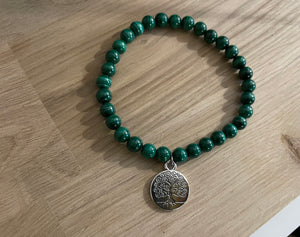 Bracelet élastique en véritable Malachite naturelle
