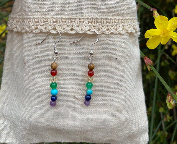 Boucles d'oreilles 7 chakras en pierres naturelles