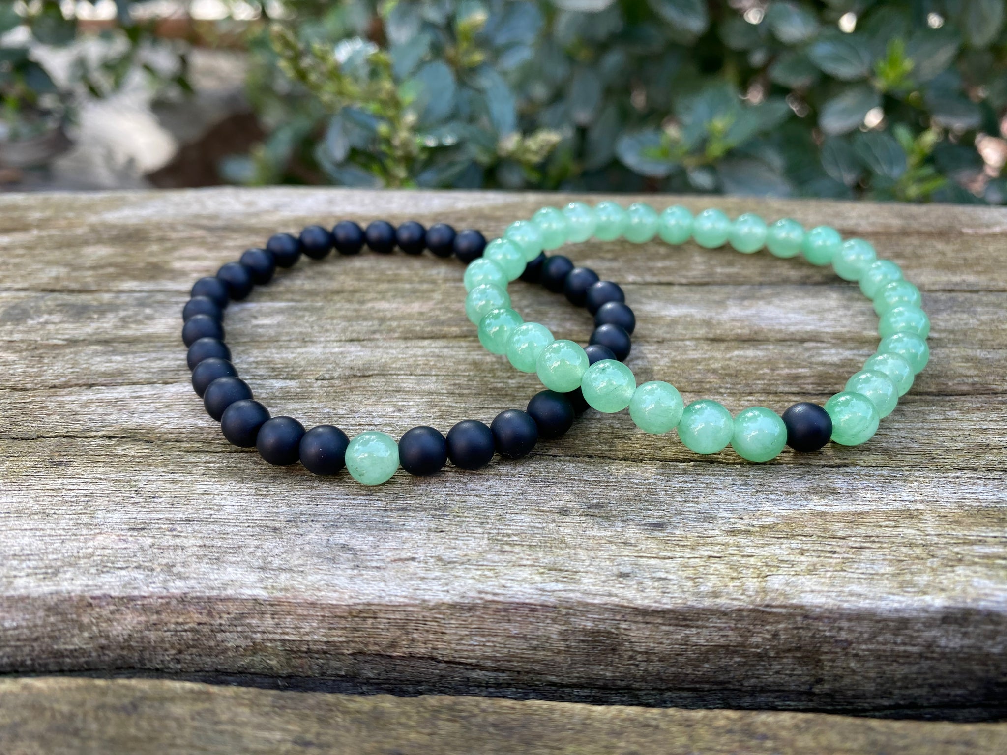 Bracelets élastiques de distance, de couple en Agate noire et Aventurine
