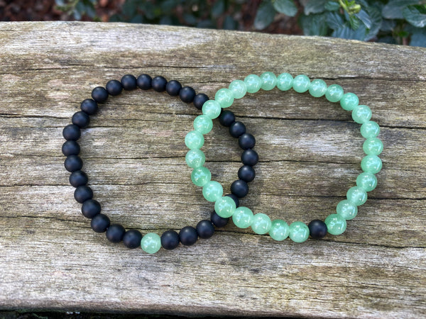 Bracelets élastiques de distance, de couple en Agate noire et Aventurine