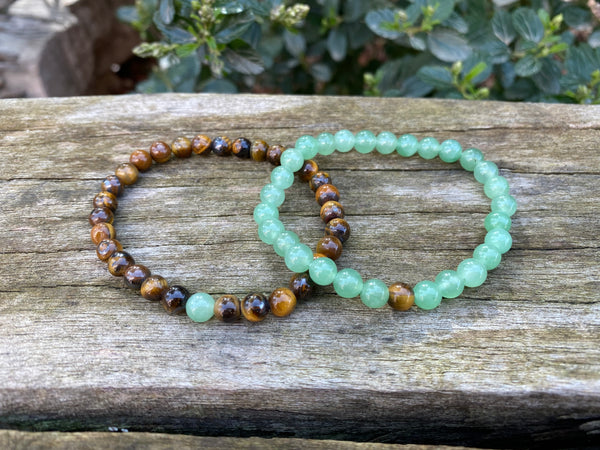Bracelets élastiques de distance, de couple en Oeil de Tigre et Aventurine