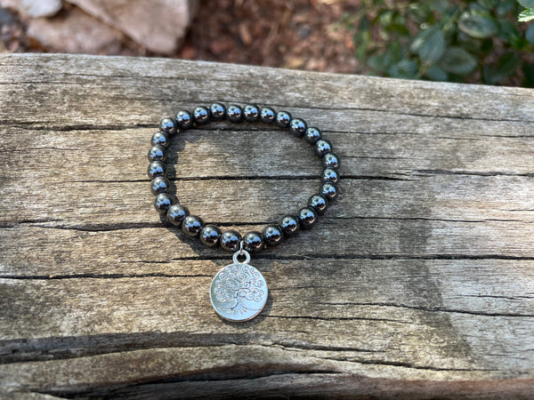 Bracelet élastique de Lithothérapie en Hématite