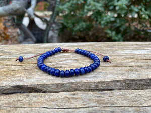 Bracelet Shamballa ajustable, perles en Lapis Lazuli naturel
