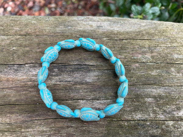 Bracelet élastique tortues en Howlite