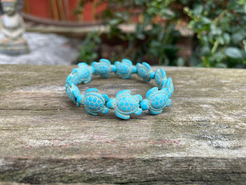 Bracelet élastique tortues en Howlite