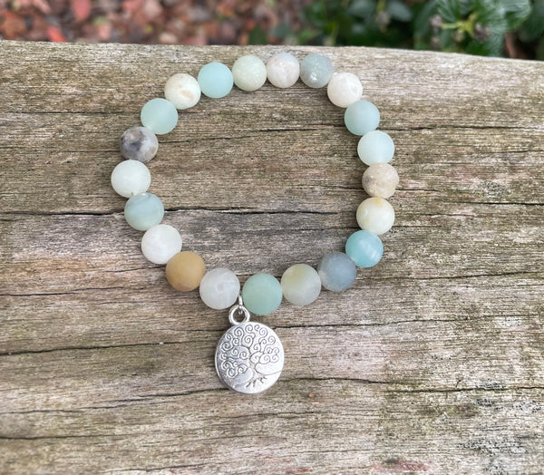 Bracelet élastique de Lithothérapie en Amazonite naturelle