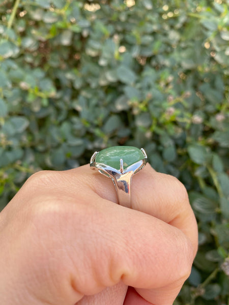 Bague réglable en Aventurine naturelle cabochon forme goutte