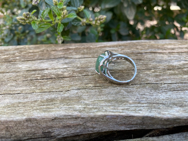 Bague réglable en Aventurine naturelle cabochon forme goutte