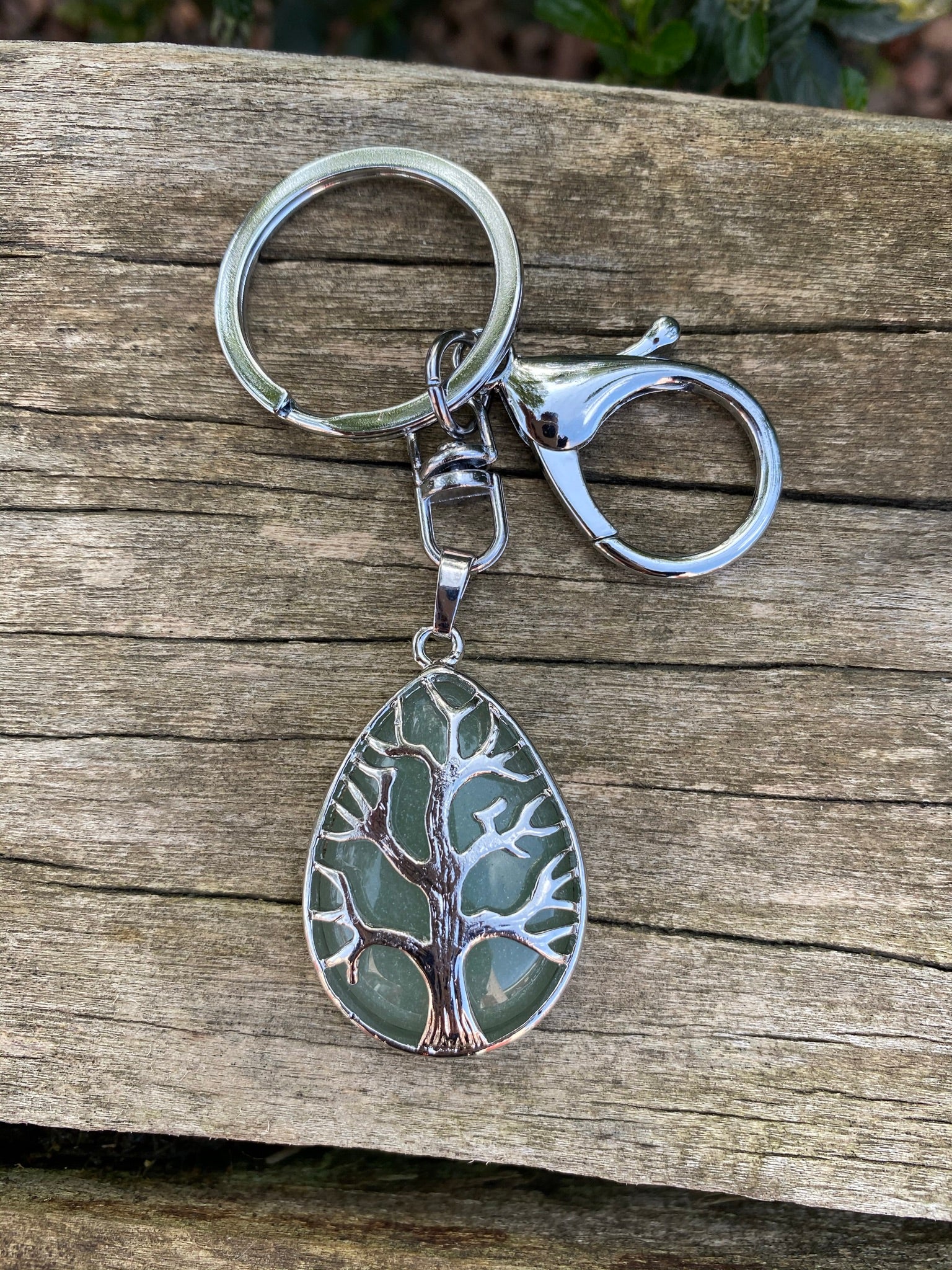 Porte clef bijou de sac symbole arbre de vie en métal argenté