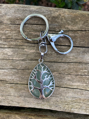 Porte-clefs ou bijou de sac Arbre de vie en Aventurine