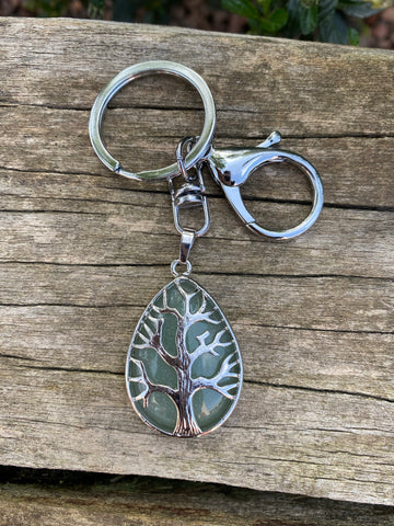 Porte-clefs ou bijou de sac Arbre de vie en Aventurine