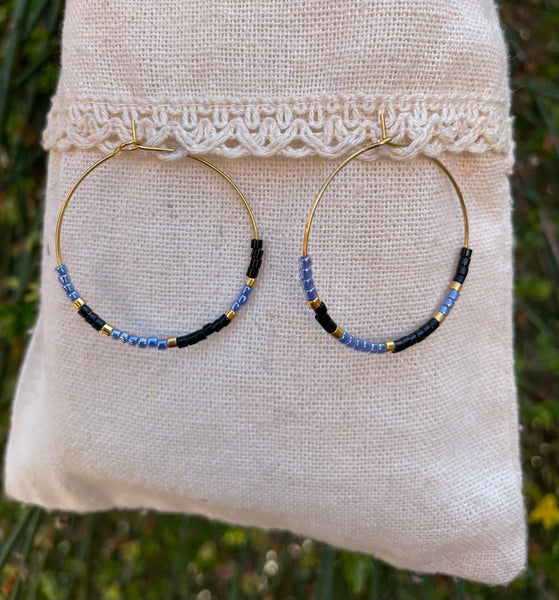 Boucles d'oreilles créoles en perles Miyuki