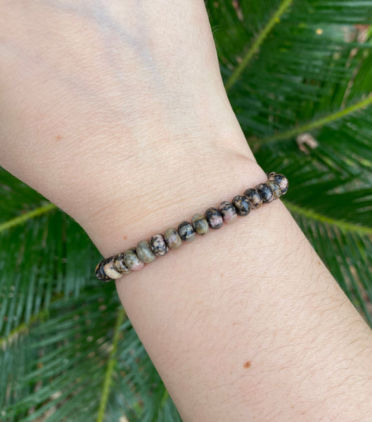 Bracelet Shamballa ajustable, perles en Rhodonite naturelle
