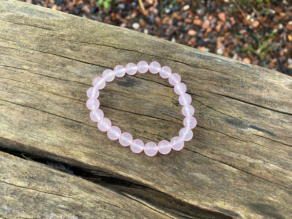 Bracelet élastique de Lithothérapie en Quartz Rose naturel
