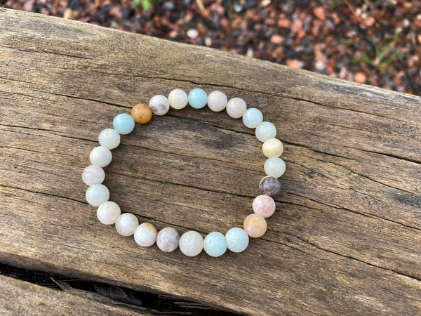 Bracelet élastique de Lithothérapie en Amazonite naturelle