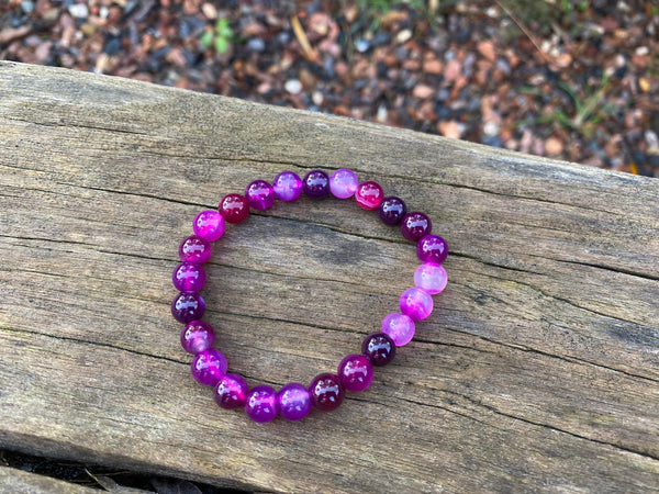 Bracelet élastique de Lithothérapie en Agate Rose