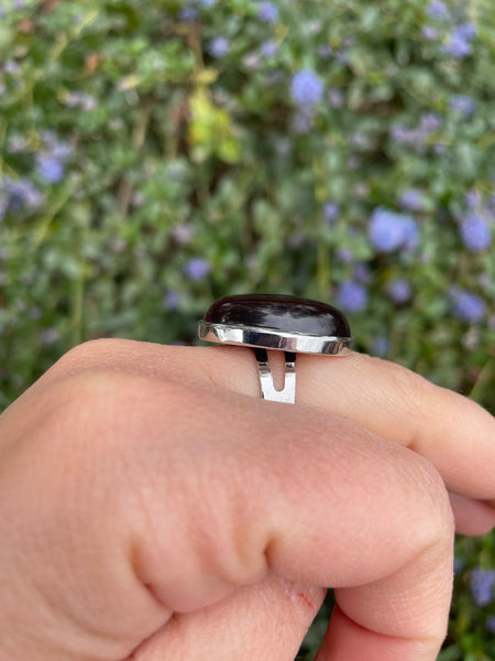 Bague réglable Pierre ovale en Oeil de Taureau naturel