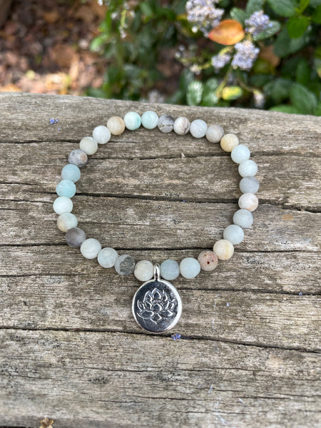 Bracelet élastique de Lithothérapie en Amazonite naturelle
