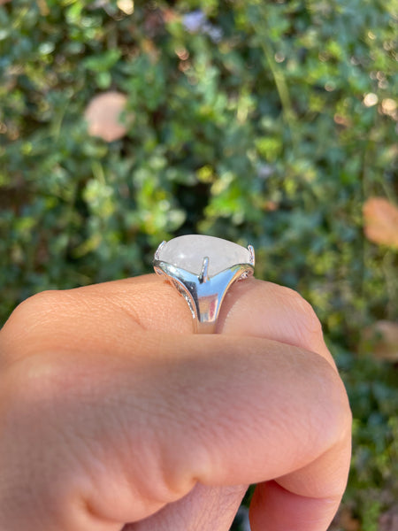Bague réglable forme goutte en Cristal de roche naturel