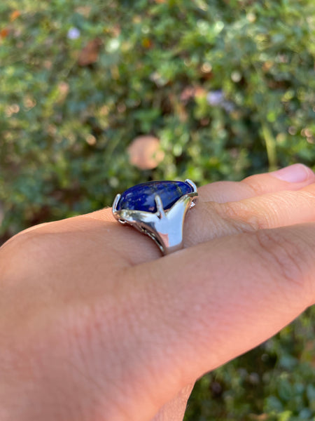 Bague réglable forme goutte en Lapis Lazuli naturel