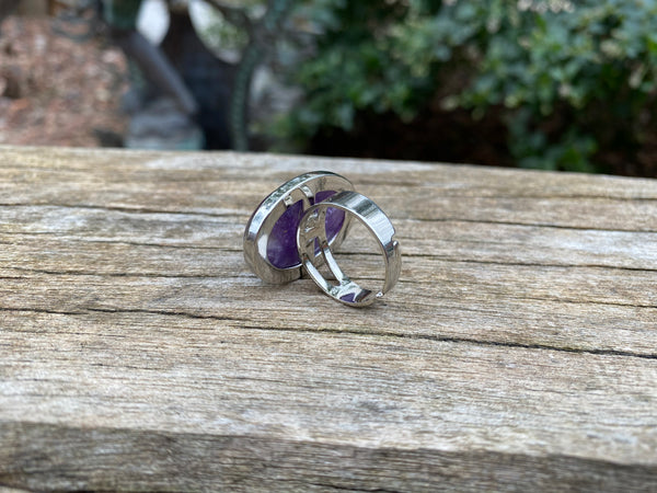 Bague réglable ovale en Améthyste naturelle