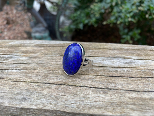Bague réglable Pierre ovale en Lapis Lazuli naturel