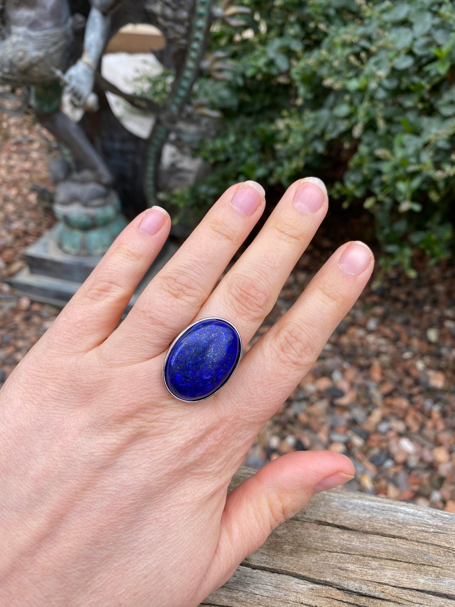 Bague réglable Pierre ovale en Lapis Lazuli naturel