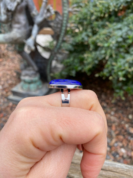 Bague réglable Pierre ovale en Lapis Lazuli naturel