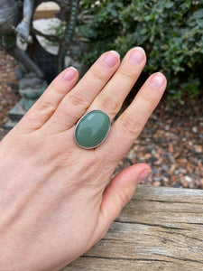 Bague réglable Pierre ovale en Aventurine naturelle