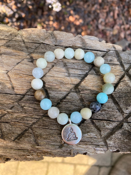 Bracelet élastique de Lithothérapie en Amazonite naturelle