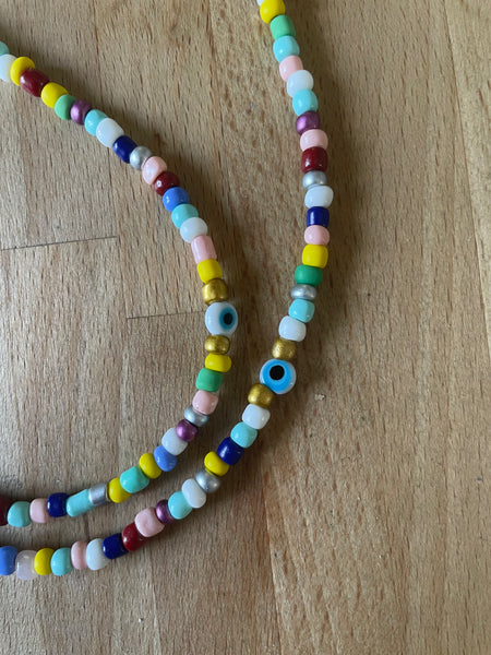 Chaîne cordons à lunettes de soleil, perles colorées et Oeil Turc Nazar Boncuk