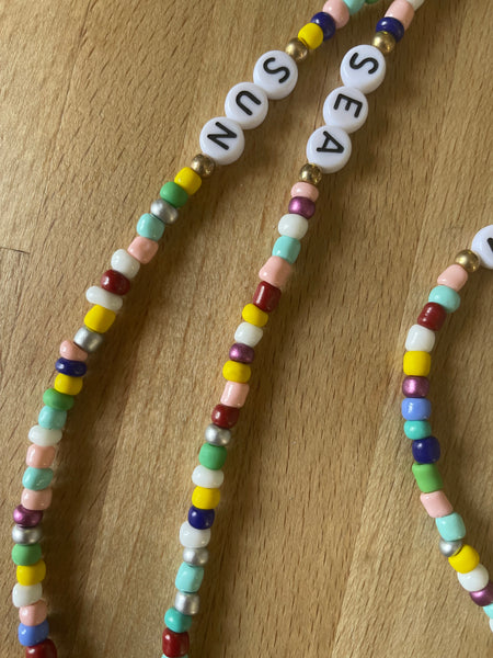 Chaîne cordons à lunettes de soleil, perles colorées et Oeil Turc Nazar Boncuk