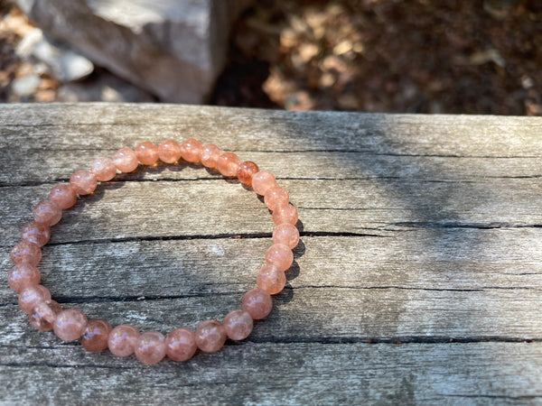 Bracelet élastique de Lithothérapie en pierre du Soleil naturelle