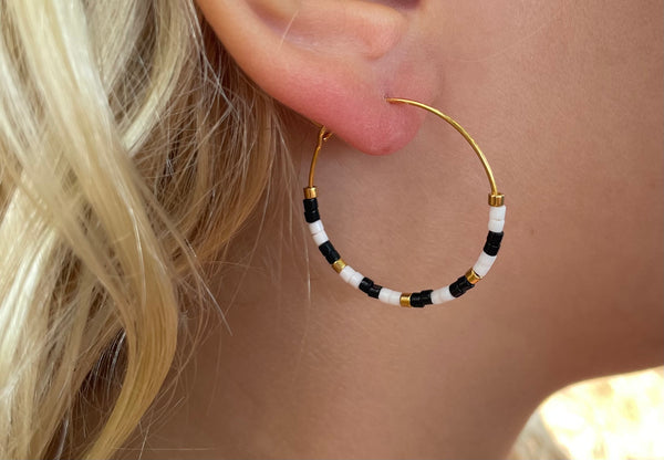 Boucles d'oreilles créoles dorées en perles Miyuki