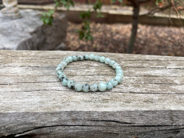 Bracelet élastique de Lithothérapie en Jaspe Kiwi, Jaspe sésame