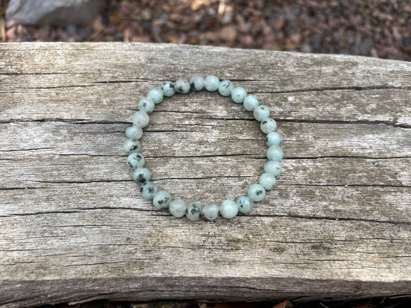 Bracelet élastique de Lithothérapie en Jaspe Kiwi, Jaspe sésame
