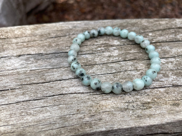 Bracelet élastique de Lithothérapie en Jaspe Kiwi, Jaspe sésame