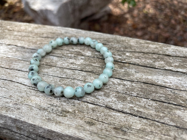 Bracelet élastique de Lithothérapie en Jaspe Kiwi, Jaspe sésame
