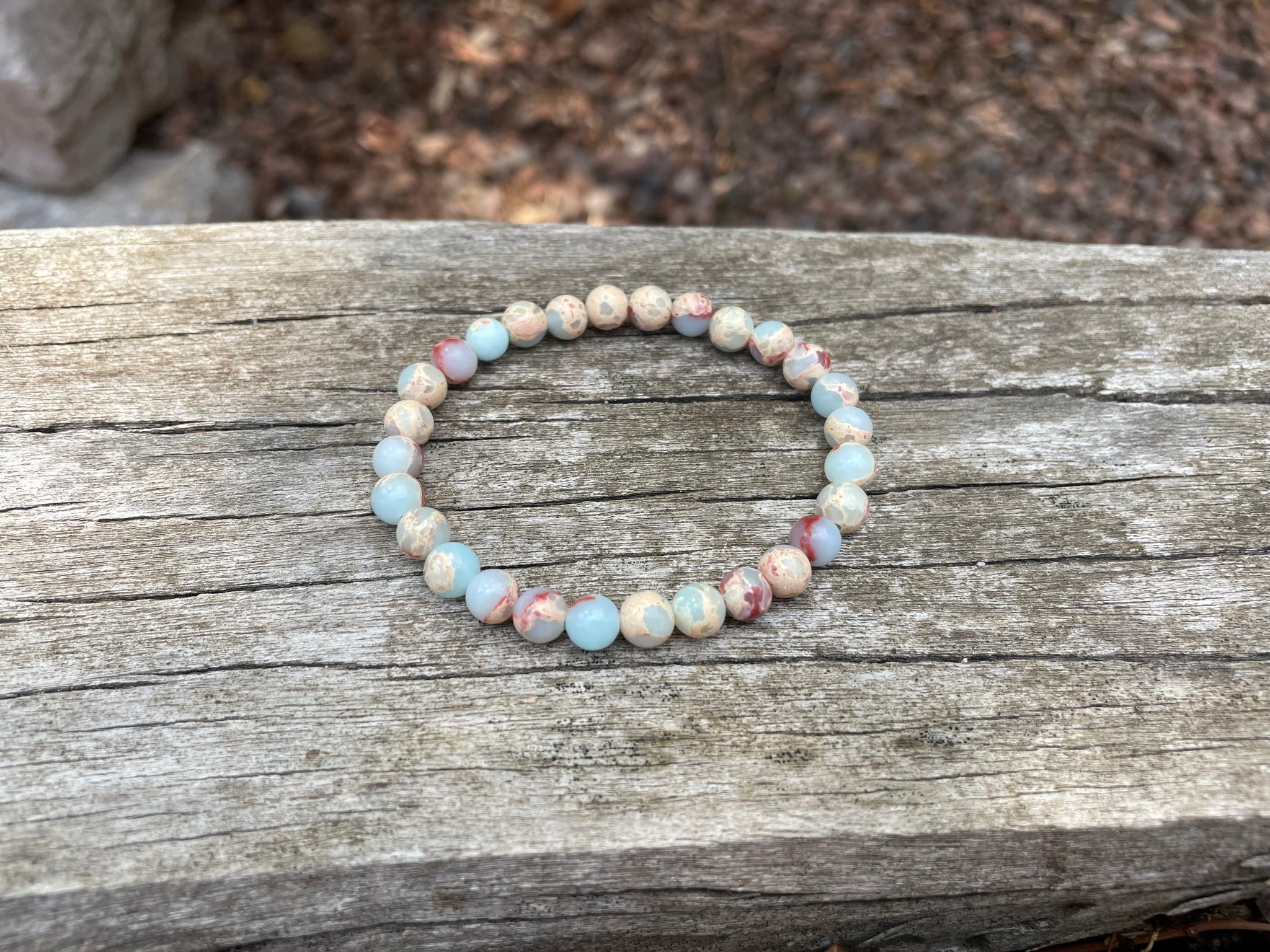 Bracelet élastique de Lithothérapie en Jaspe Aqua terra