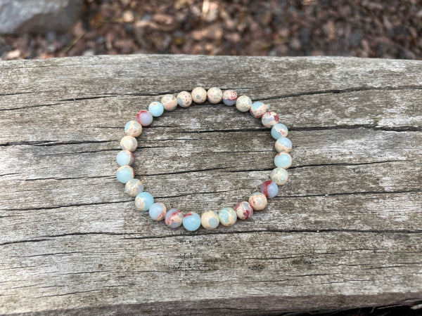 Bracelet élastique de Lithothérapie en Jaspe Aqua terra