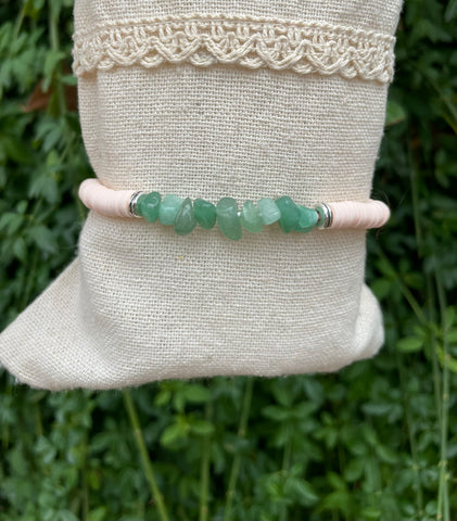 Bracelet élastique en Aventurine et perles Heishi