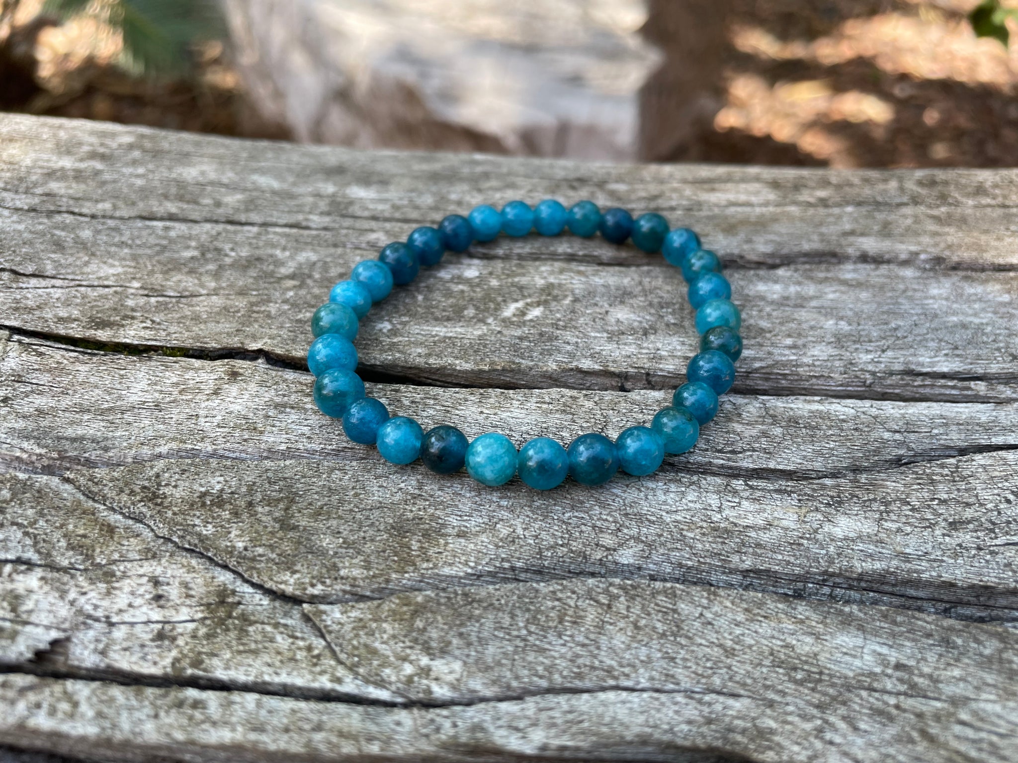 Bracelet élastique de lithothérapie en Apatite naturelle