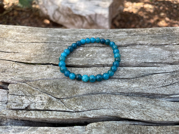 Bracelet élastique de lithothérapie en Apatite naturelle