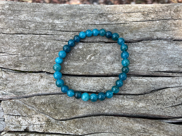 Bracelet élastique de lithothérapie en Apatite naturelle