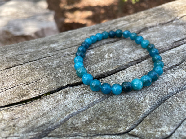 Bracelet élastique de lithothérapie en Apatite naturelle