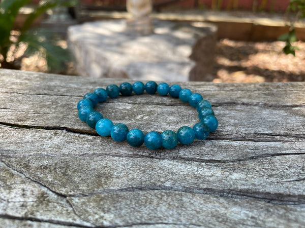 Bracelet élastique de lithothérapie en Apatite naturelle