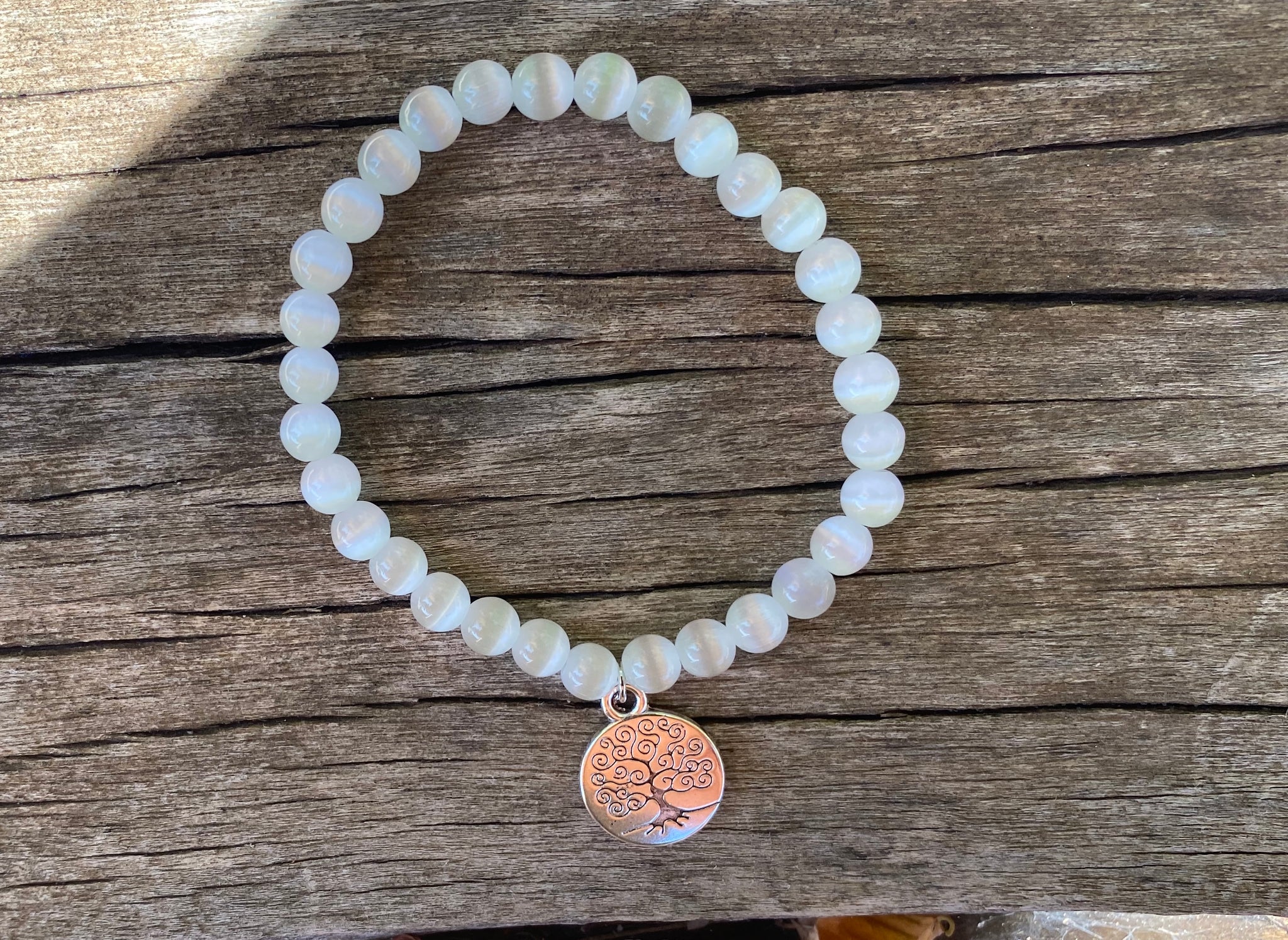 Bracelet élastique de lithothérapie en Sélénite