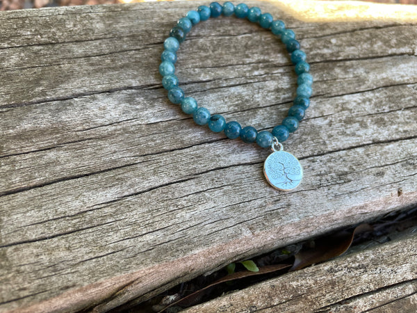 Bracelet élastique de lithothérapie en Apatite naturelle