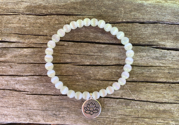 Bracelet élastique de lithothérapie en Sélénite