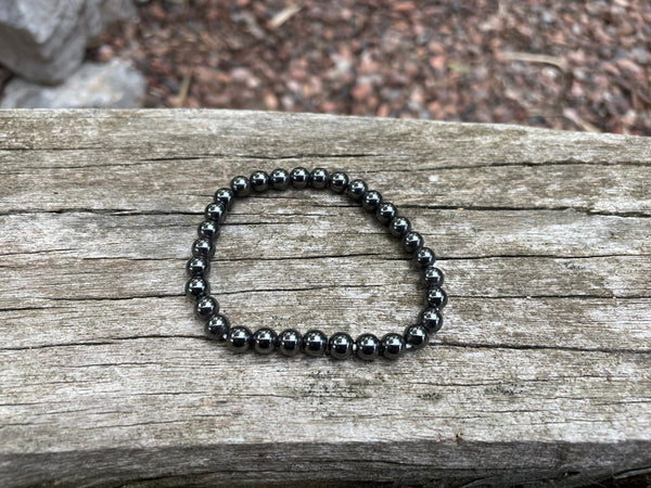 Bracelet élastique de Lithothérapie en Hématite Magnétite